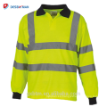 Camisa de manga larga con cuello alto azul marino Vis Viz Camisas de polo de seguridad de alta visibilidad Reflective Wear Wear Yellow Orange